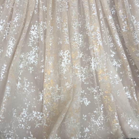 Free People Lace Metallic Fit Flare Dress Nude Blk - Picture 4 of 8